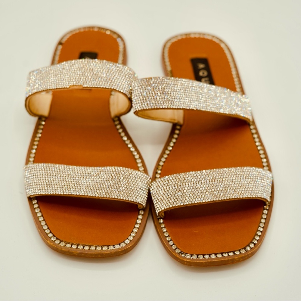 Aqua Rhinestone Embellished Sandals